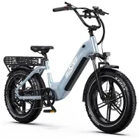 ONESPORT – Elektrische Fiets met 864Wh Uitneembare Accu – Max.100 km Bereik – 20×4 Inch Banden – Shimano 7 Versnellingen & Hydraulische Schijfremmen – Aluminium Frame – Grijsblauw