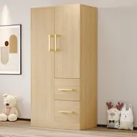 STILVORA Kledingkast - Ruime Dubbeldeur Kast Met Lade En Groot Bergvak - Geschikt Voor Kinderkamer En Hoogslaper - Hout - 70x40x135 cm - Lichtbruin