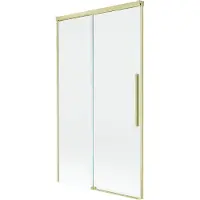 Mexen Rox badscherm voor badkuip, 2-delig schuifbaar, 100 x 150 , transparant, geborsteld goud - 8C9-100-001-55-00