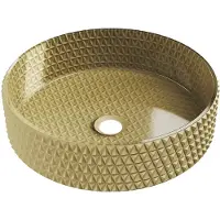 Mexen Aura glazen opbouw wastafel 39 x 39 cm, goud - 24013950