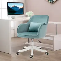OKWISH Bureaustoel 57 X 70 X 78 86 Cm - Ergonomisch Met Vibratiemassage En Lendenkussen - In Hoogte Verstelbaar - Draaibaar Met Wielen - Schuim - Groen