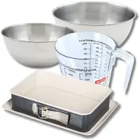Zenker Bakkersset met springvorm 28 x 18 cm, 2 mengkommen, maatbeker en spatel