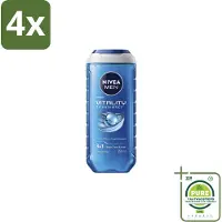 Nivea Men – Douchegel – Vitality 3-in-1 – 250 ml - Voordeelverpakking - 4 stuks - Douchegel voor mannen - Frisheid