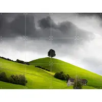 IXXI Swiss Green Hills, Claire Droppert - 80 x 60 cm - Gratis ophangtool - Grote wanddecoratie en posters - Fotografie, Naturalisme, Woonkamer