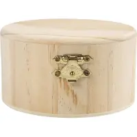 Creativ Company houten knutseldoos rond met deksel 11cm opbergbox.