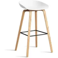 HAY Barstoel AAS32 Low Water-Based Lacquered Oak Veneer 4 Leg Base Black Powder Coated Steel Footrest H65 White 2.0