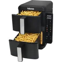 Tristar Haushaltsgeräte FR-9074 - Stack airfryer XXL - 9L - 2 onafhankelijke kookzones - Dubbele gestapelde lades - 8 kookprogramma's - 2400W - PFAS-vrij - Bespaart 45% Ruimte - 6 personen