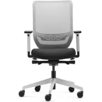 Dauphin bureaustoel to-sync work mesh pro white, met armleuningen, synchroonmechanisme, vlakke zitting, gazen rugleuning, wit/zwart