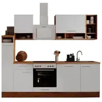 Respekta Goedkope keuken 250 cm - complete keuken met apparatuur Hilde - Wild eiken/Wit - keramische kookplaat - vaatwasser - afzuigkap - oven - spoelbak