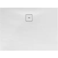 Schulte douchebak 100x140x4 cm Mineraalmarmer steen-optiek, composiet wit, inclusief afvoergarnituur, EP216114-04