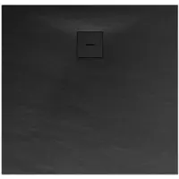 Schulte douchebak 120x120x4 cm Mineraalmarmer steen-optiek - composiet Antraciet - incl. afvoergarnituur - EP216012-57