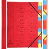 Exacompta 8x Sorteermap met vaste rug en elastosluiting - 24 indelingen - Rood - 54245E