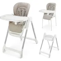 Kinderkraft TULO 3-in-1 Meegroei Kinderstoel - Voor 6 Maanden tot 25 kg - Verstelbare Hoogte, Rugleuning en Voetsteun - Afneembare Tafel en 5-Puntsgordel - Beige