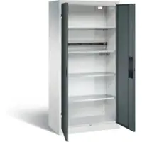 C+P acculaadkast Basic met deuren van massief plaatstaal, H 1950 x B 930 x D 500 mm, lichtgrijs/antraciet