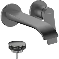 Hansgrohe Vivenis - Inbouw wastafelkraan, met afvoer, 2-gats installatie, EcoSmart, geborsteld zwart chroom 75050340