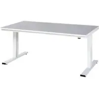 RAU werktafel Adlatus, elektrisch in hoogte verstelbaar, 25 mm spaanplaat, bekleding linoleum, tot 300 kg, B 2000 x D 1000 x H 720-1120 mm, lichtgrijs/lichtgrijs