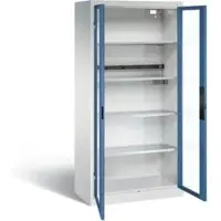C+P Basic batterijlaadkast met acrylglas doorkijkvenster, H 1950 x B 930 x D 500 mm, lichtgrijs/blauw