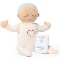 Lulla doll – Doorslaappop met natuurlijke hartslag & ademhaling - Hartslag knuffel - Slaaphulp - Werkt tot 12 uur - Vanaf 0 maanden - Machinewasbaar - Lichtblauw