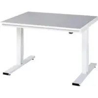 RAU werktafel Adlatus, elektrisch in hoogte verstelbaar, 25 mm spaanplaat, bekleding linoleum, tot 300 kg, B 1250 x D 1000 x H 720-1120 mm, lichtgrijs/lichtgrijs