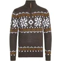 !Solid Trui 'Norwin' bruin / lichtbruin / wit