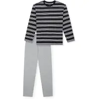 Schiesser Nachtkledij 'Nightwear' grijs / zwart / wit