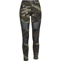 Urban Classics Legging - Ladies Camo Tech Mesh Leggings - XS tot 4XL - voor Vrouwen - woodland/zwart - Maat 4XL