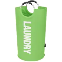 BOTC Wasmand - Waszak - Laundry basket - Wassorteerder - 38x63 cm - waszak vouwbaar - draagbaar wasbox - Groen
