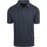Barbour gebreide polo met streep structuur donkerblauw
