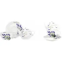 Lubiana Bola Porseleinen Theepot met Kop en Schotel - Lavendel