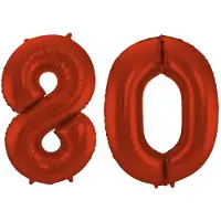 Folat Verjaardag Leeftijd folieballon - 80 jaar - rood - 86 cm - cijferballon groot