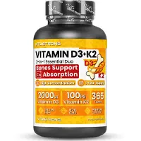 Vitastrong Vitamine D3 + K2 - 365 tabletten, ondersteuning van botten, tanden en immuniteit 365 St