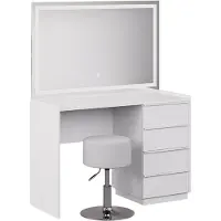 Vicco Viktoria Kaptafel set met kruk – 110 cm met LED-spiegel en krukje Wit
