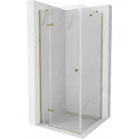 Mexen Roma douchecabine met draaideur 80 x 80 cm, transparant, goud - 854-080-080-50-00