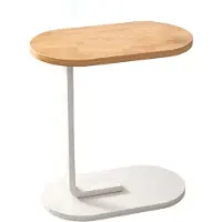 STILVORA Bijzettafels – Moderne C-Vorm Bijzettafel, Houten Sidetable Met Metaal Frame Voor Koffie Of Laptop, Bruin, 39x28 cm, 57.5 cm Hoog