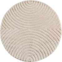 Muratap Japandi art rond scandinavisch vloerkleed laagpolig effen wit- 160