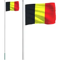 vidaXL Vlag met vlaggenmast België 6,08 m aluminium
