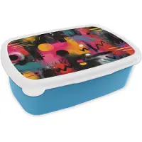 MuchoWow Broodtrommel Blauw - Lunchbox Kleurvlakken - Vormen - Kleurrijk - Abstract - Brooddoos 18x12x6 cm - Brood lunch box - Broodtrommels voor kinderen en volwassenen