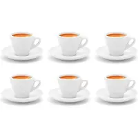 Markenlos dikwandige espressokopjes , wit van porselein - 6 stuks