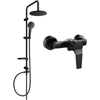 Mexen Erik opbouw douche set met hoofddouche en Caro douchekraan, zwart - 746640205-70