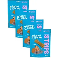 Edgard & Cooper Natural Dog Treats - Zalm Snuggle Up Strips - (4 x 75g), Graanvrij, Vers vlees met hoog eiwitgehalte, vol essentiële aminozuren