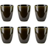 Mondex Koffiekopjes Zonder Oor - Keramiek - Set Van 6 - koffie kopjes - Mok zonder oor 300 ml - Groen - Cappucino Kopjes