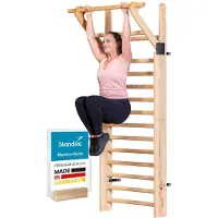 Skandika Vira klimrek hout met optrekstang - Klimrekken voor volwassenen, Made in Germany, massief essen uit Duitsland, 233 x 85,5 cm, tot 130 kg | Turnrek fitness, sport