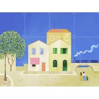 IXXI Yellow House, Henry Rivers & Van Gogh 21st Century - 80 x 60 cm - Gratis ophangtool - Grote wanddecoratie en posters - Klassiek, Kleurrijk