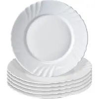Kadax Diep bord ∅ 23 cm, set van 6, minimalistisch soepbord van gehard glas, bordenset, pastabord, diep bord, pastakommen, dinerbord (wit)