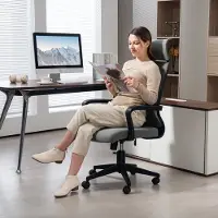 STILVORA Bureaustoel 60,5 X 69 X 109 117 Cm - Ergonomisch Met Hoofdsteun En Armleuningen - In Hoogte Verstelbaar Met Kantelfunctie - Polyester Donkergrijs