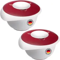 Westmark 2 Roer-/bakschalen met tweedelig deksel, 3,5 l, met tuit, plastic, wit/rood, 315522E3