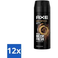 Axe - Deodorant Spray - Dark Temptation - Chocoladegeur - Verleidelijk Fris - 150 ml - Voordeelverpakking - 12 stuks