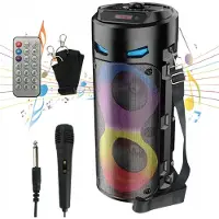 No Draagbare Karaoke Box 40W - Bluetooth Speaker met 1 Microfoons & RGB Licht - Voor Feesten en Camping