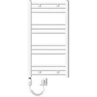 LuxeBath Elektrische badkamerradiator met verwarmingselement 600W 500x800 mm Wit gebogen zijaansluiting & thermostaat