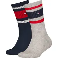 Tommy Hilfiger Sokken - 2-pack - Navy/Grijs Gevlekt m. Logostrep - - 27/30 - Sokken